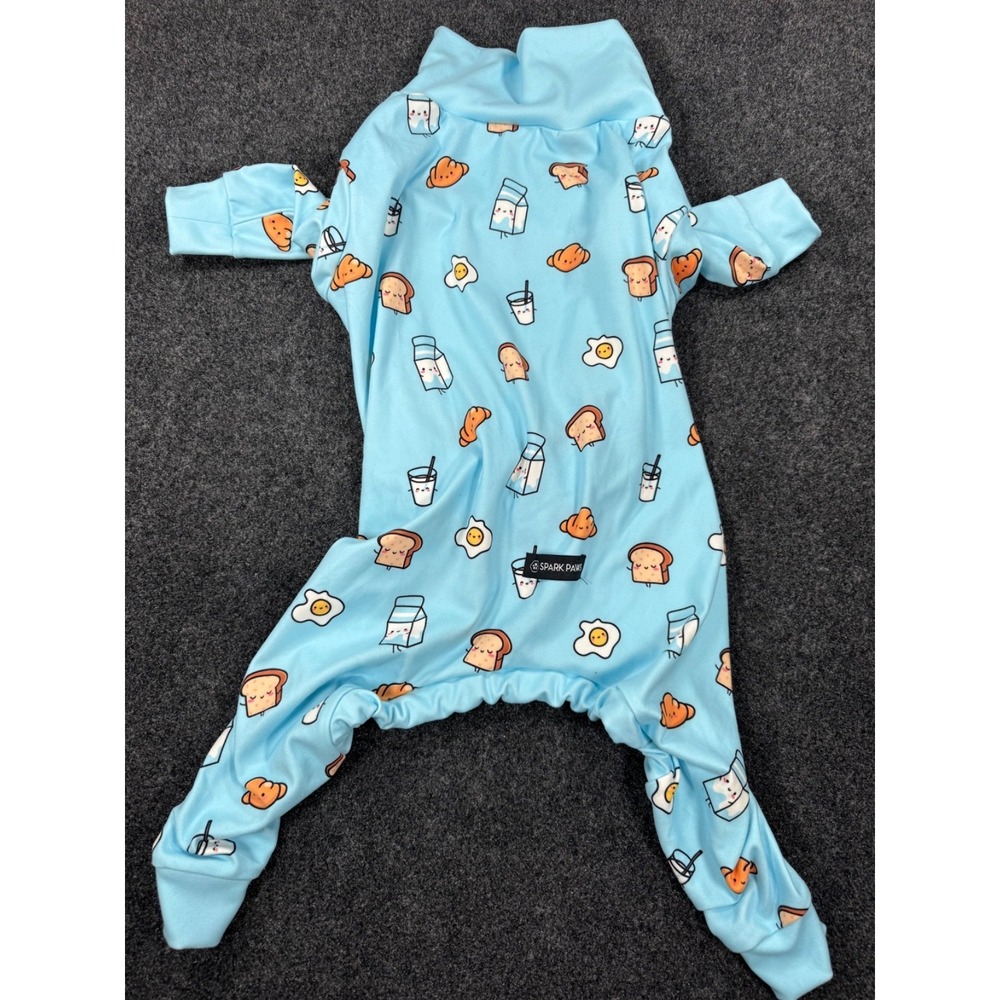 NWT Spark Paws Dog Pajamas 4XL Blue Breakfast Print One Piece Pet Jumpsuit